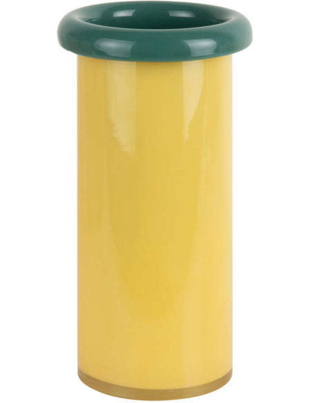 Vase en verre jaune et vert Ø12x23,5 cm Plegado