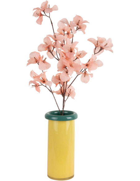 Vase en verre jaune et vert Ø12x23,5 cm Plegado