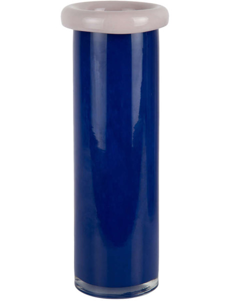 Vase en verre bleu cobalt et rose Ø12x33 cm Plegado