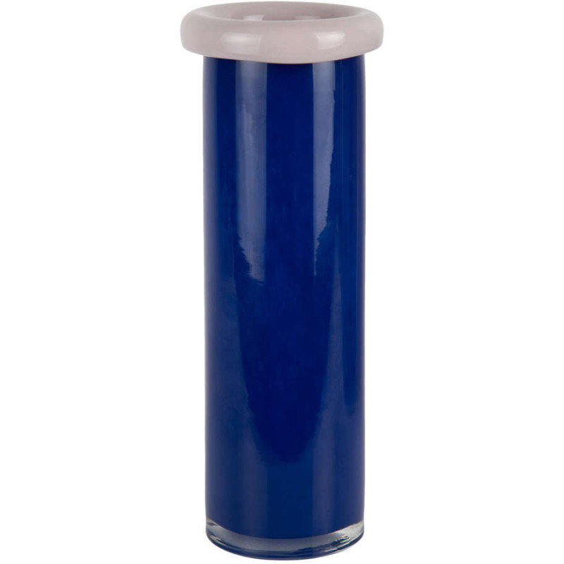 Vase en verre bleu cobalt et rose...