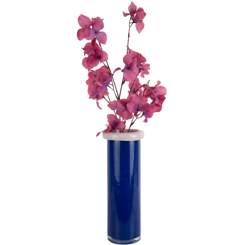 Vase en verre bleu cobalt et rose...