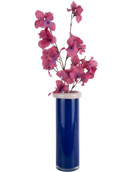 Vase en verre bleu cobalt et rose Ø12x33 cm Plegado