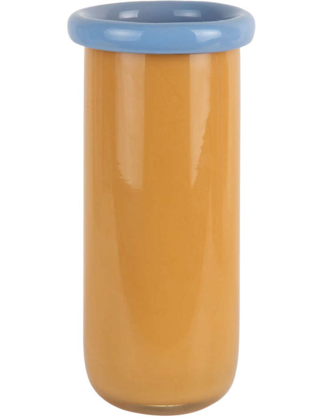 Vase en verre jaune mangue et bleu Ø14x30,5 cm Plegado