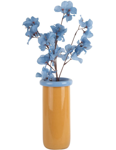 Vase en verre jaune mangue et bleu Ø14x30,5 cm Plegado