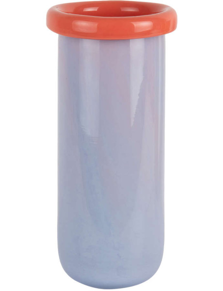 Vase en verre mauve et orange corail Ø14x30,5 cm Plegado