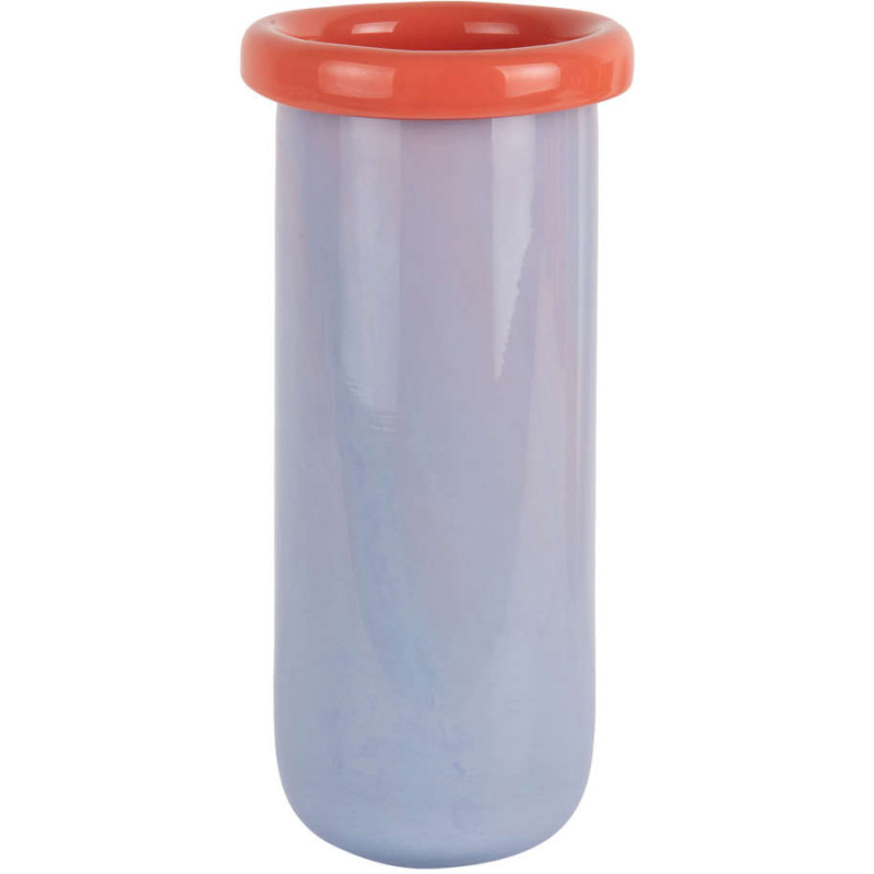 Vase en verre mauve et orange corail...