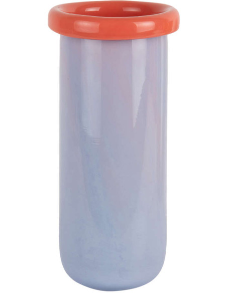 Vase en verre mauve et orange corail Ø14x30,5 cm Plegado