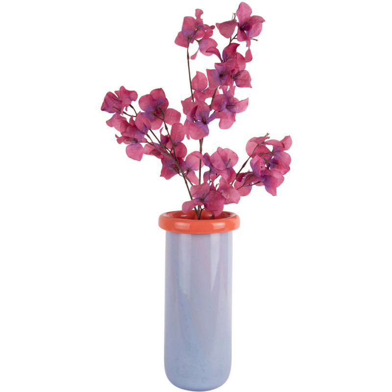 Vase en verre mauve et orange corail...