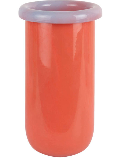 Vase en verre orange corail et lilas Ø14x25,3 cm Plegado