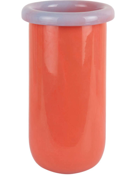 Vase en verre orange corail et lilas Ø14x25,3 cm Plegado