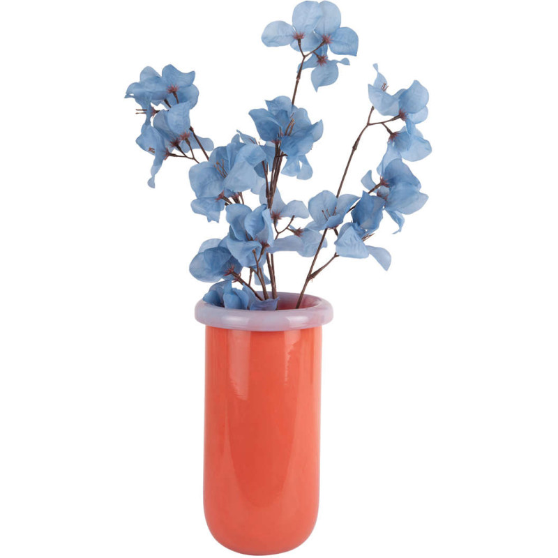 Vase en verre orange corail et lilas...