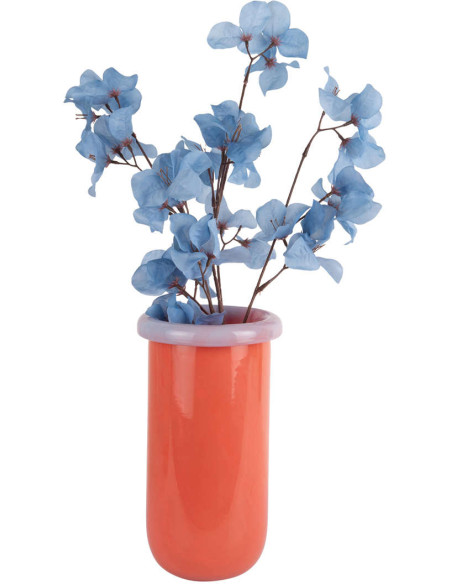 Vase en verre orange corail et lilas Ø14x25,3 cm Plegado