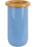 Vase en verre bleu doux et jaune mangue Ø14x25,3 cm Plegado