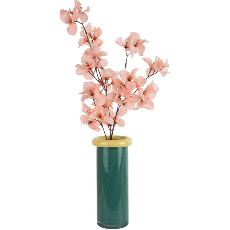 Vase en verre vert rétro et jaune...