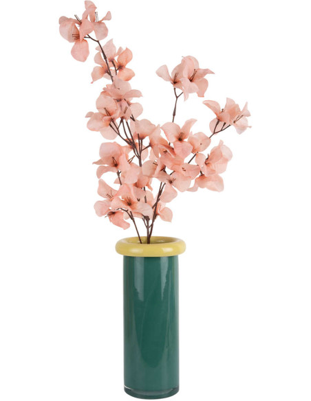 Vase en verre vert rétro et jaune doux Ø12,2x27,5 cm Plegado