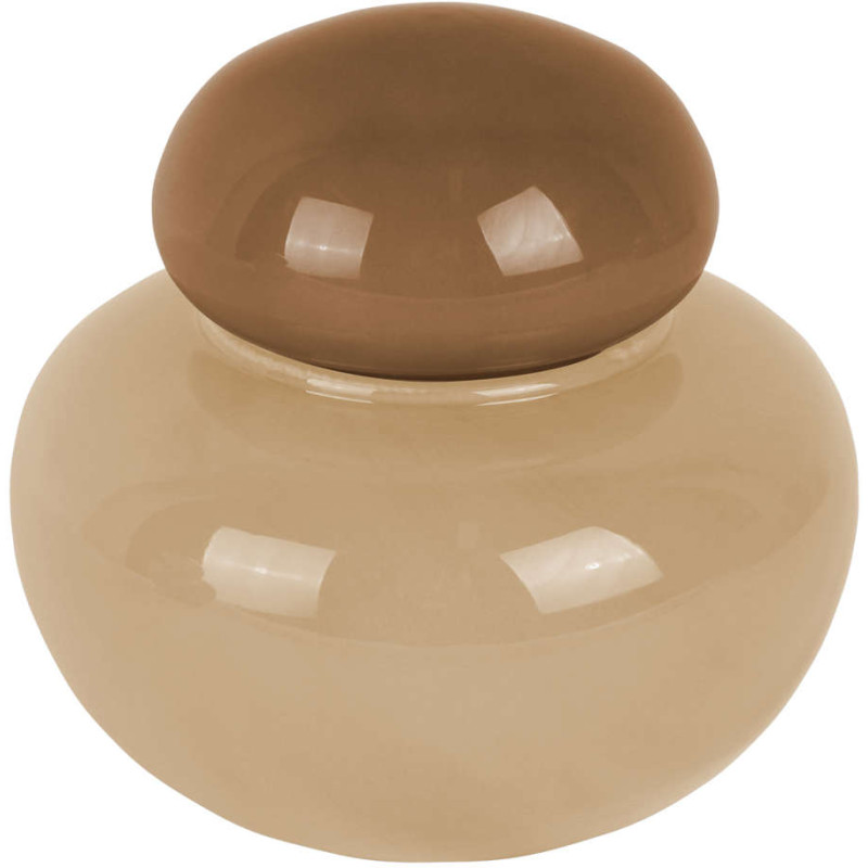 Vase en verre beige à couvercle...