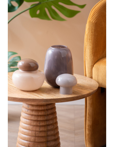 Vase en verre beige à couvercle marron Ø13,5 cm Nuevo Dulce