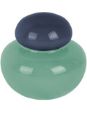 Vase en verre vert d’eau à couvercle bleu Ø13,5 cm Nuevo Dulce