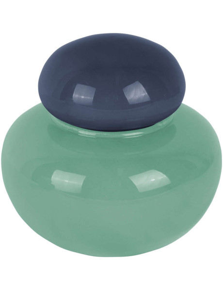 Vase en verre vert d’eau à couvercle bleu Ø13,5 cm Nuevo...