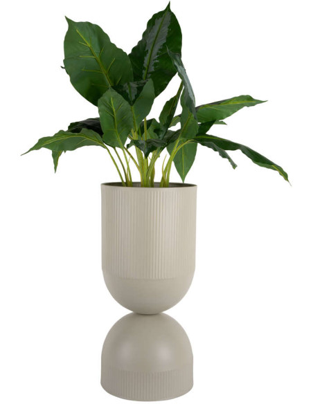 Grand cache-pot sur pied métal gris chaud 55 cm Tonar