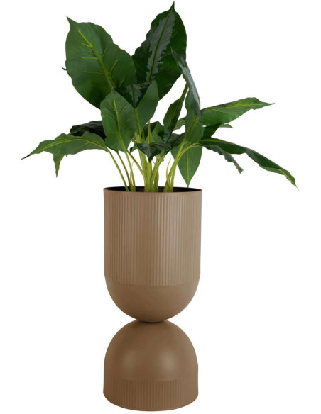 Grand cache-pot sur pied métal marron 55 cm Tonar