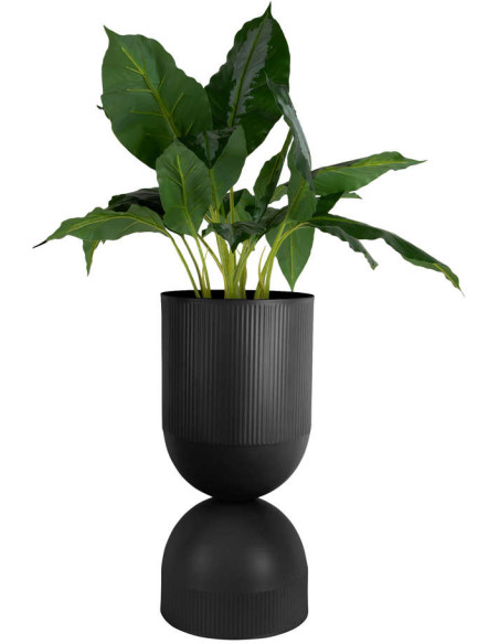 Grand cache-pot métal noir sur pied 55 cm Tonar