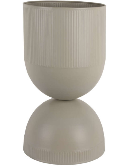 Grand cache-pot sur pied métal gris chaud 45 cm Tonar