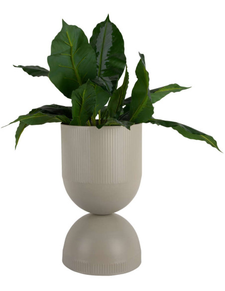 Grand cache-pot sur pied métal gris chaud 45 cm Tonar