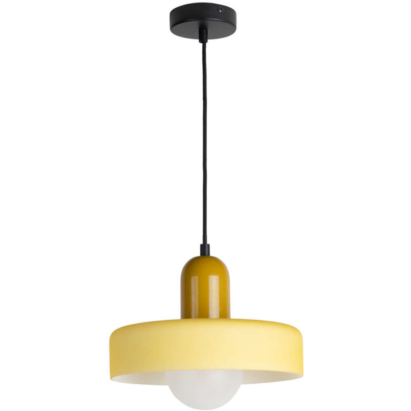 Suspension verre jaune ocre 25 cm...