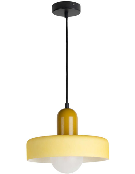 Suspension verre jaune ocre 25 cm Opaco Grato