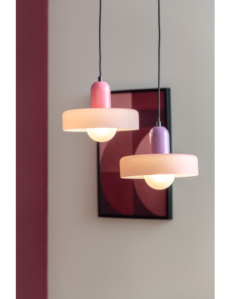 Suspension verre mauve lavande 25 cm Opaco Grato