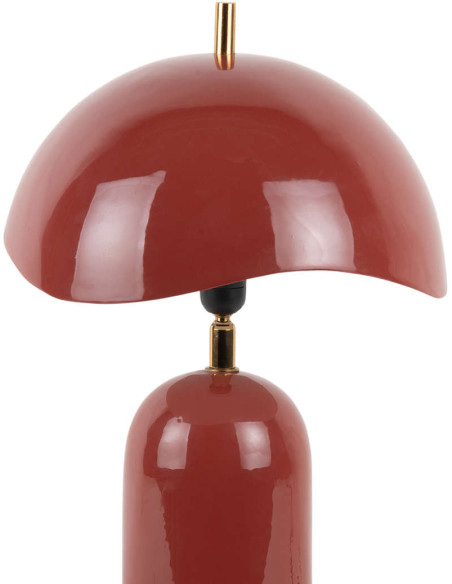 Lampe à poser champignon métal rouge ocre 41 cm Querido
