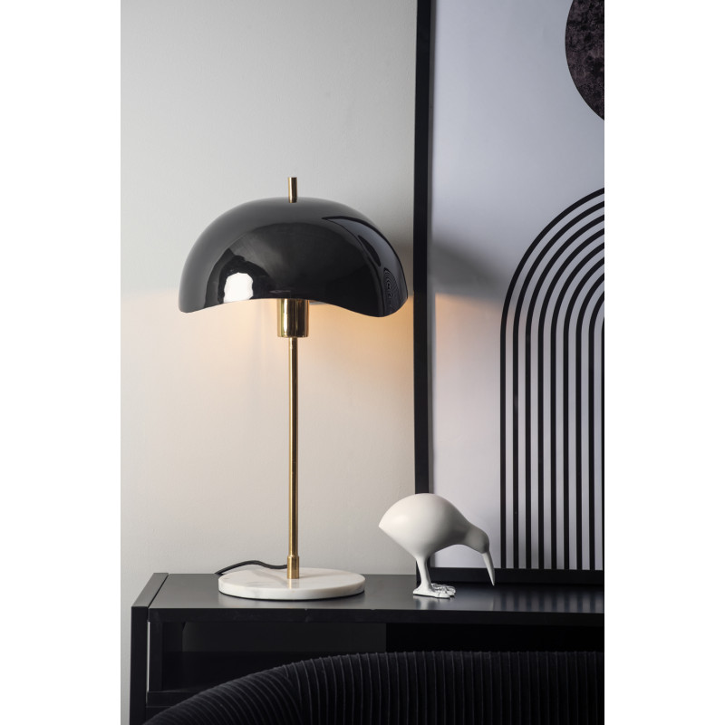 Lampe à poser noire dôme ondulé 53 cm...