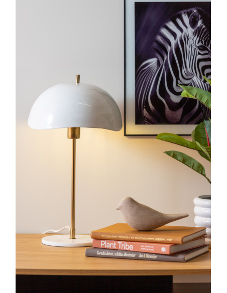 Lampe à poser blanche dôme ondulé en fer 53 cm Waved Dome