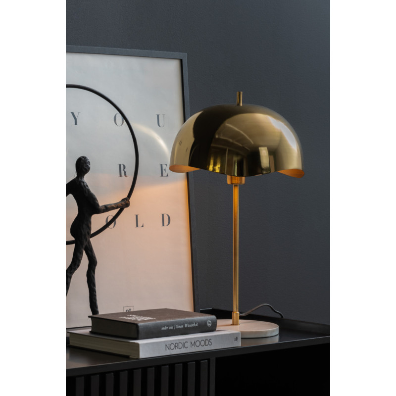 Lampe à poser champignon dorée en fer...
