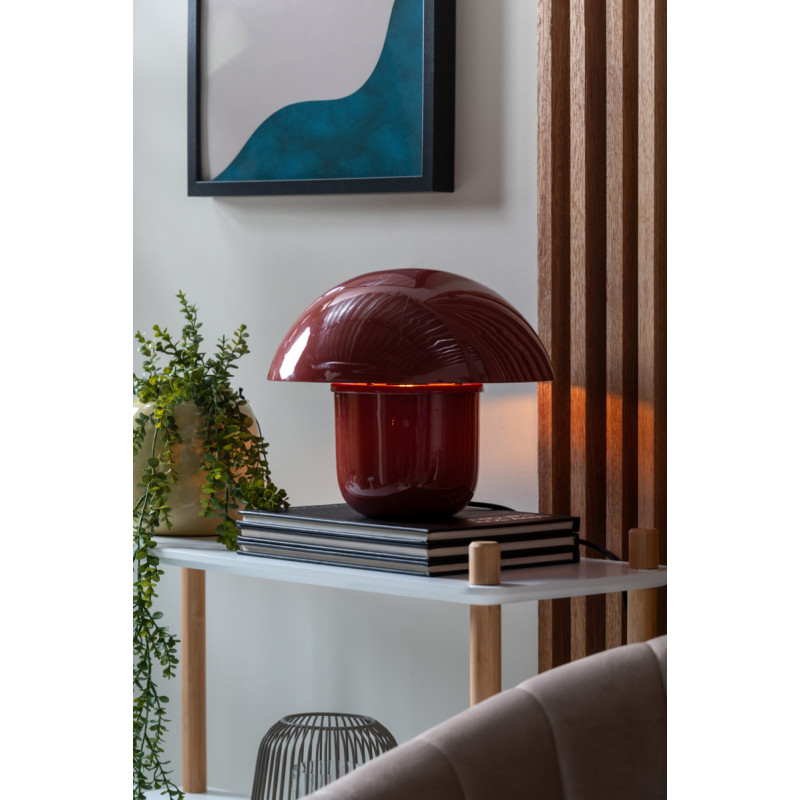 Lampe champignon rouge ocre en fer...
