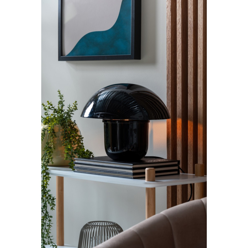Lampe champignon noire en fer émaillé...