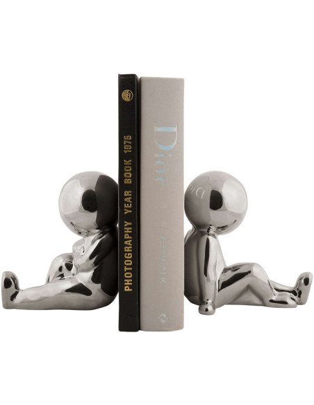 Serre-livres argenté céramique 17 cm Joey