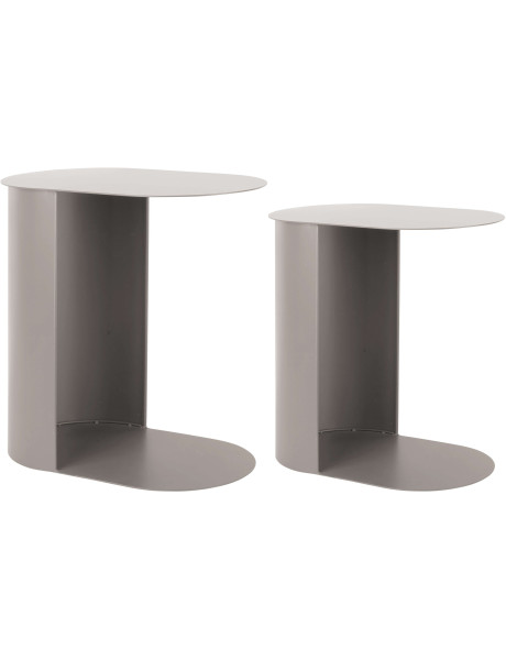 Lot de 2 tables gigognes ovales métal gris 40 et 48 cm...