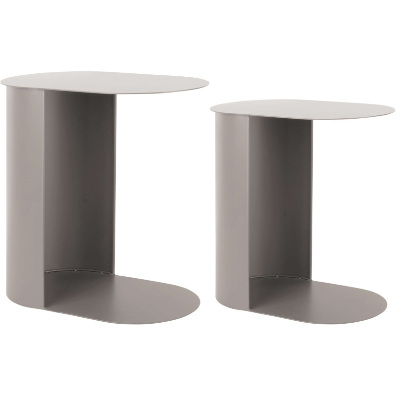 Lot de 2 tables gigognes ovales métal...