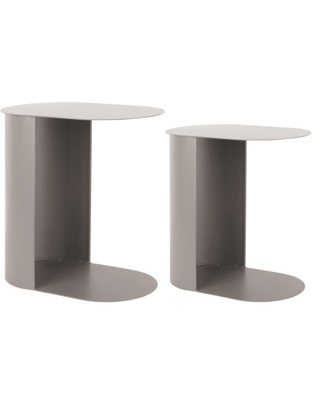 Lot de 2 tables gigognes ovales métal gris 40 et 48 cm Riqueza