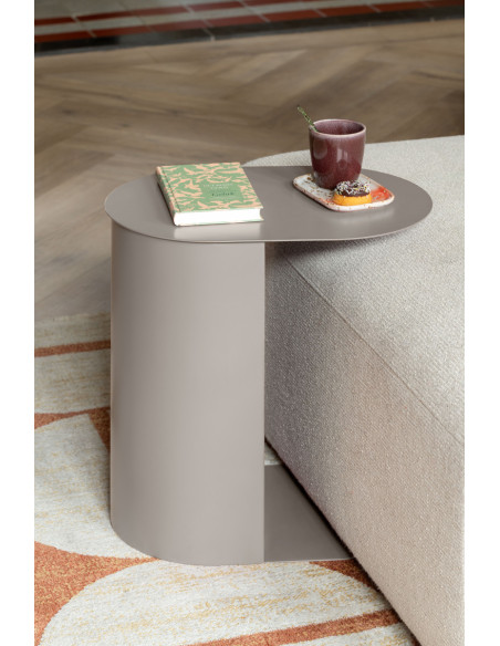 Lot de 2 tables gigognes ovales métal gris 40 et 48 cm Riqueza