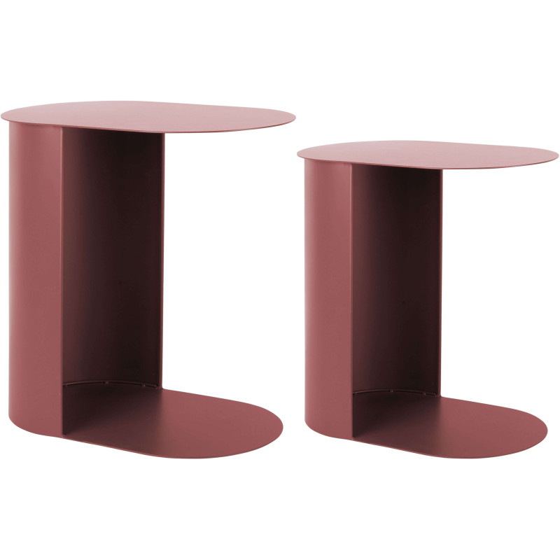 Lot de 2 tables gigognes ovales métal...