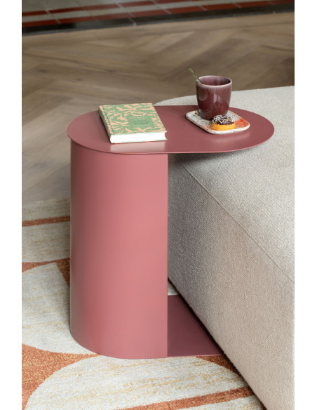 Lot de 2 tables gigognes ovales métal bordeaux 40 et 48 cm Riqueza