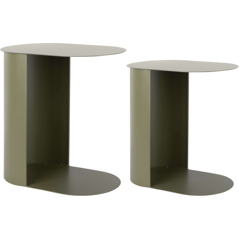 Lot de 2 tables gigognes ovales métal...