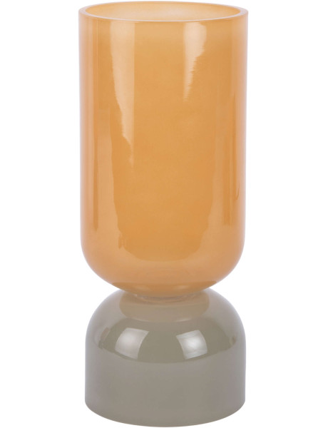 Vase en verre bicolore jaune ocre et gris jade 28,5 cm...