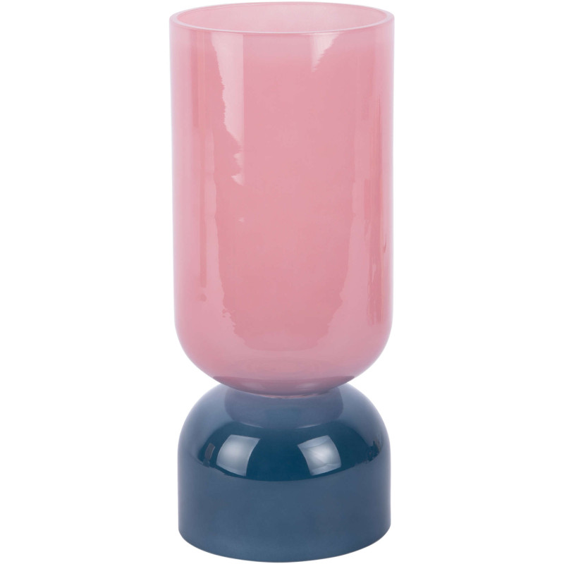 Vase en verre bicolore rose poudré et...