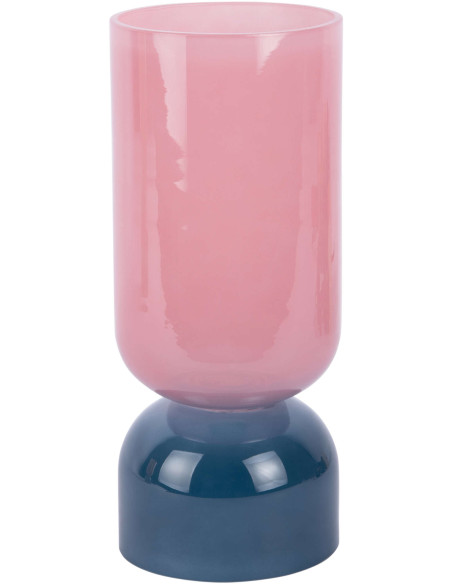Vase en verre bicolore rose poudré et bleu foncé 28,5 cm Variado Colores