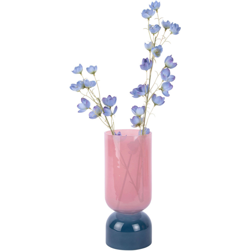 Vase en verre bicolore rose poudré et...