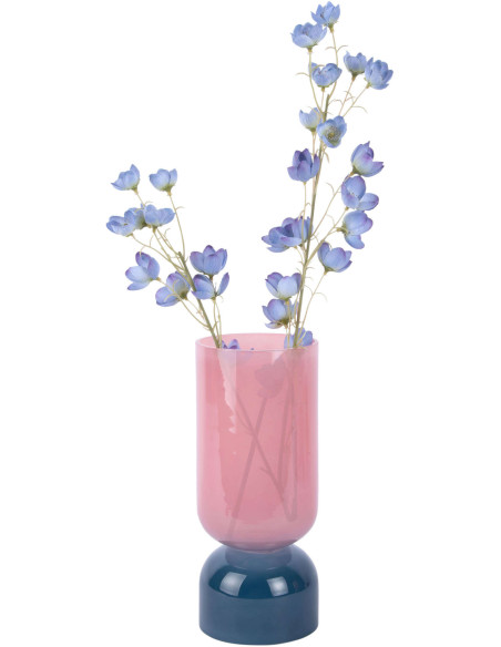 Vase en verre bicolore rose poudré et bleu foncé 28,5 cm Variado Colores